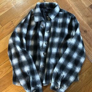 White and black plaid lined jacket